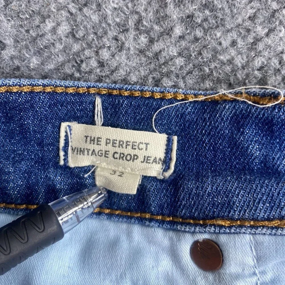 Madewell Jeans Womens 32 Perfect Vintage Crop High Waist Button Fly Medium Wash - Picture 4 of 10